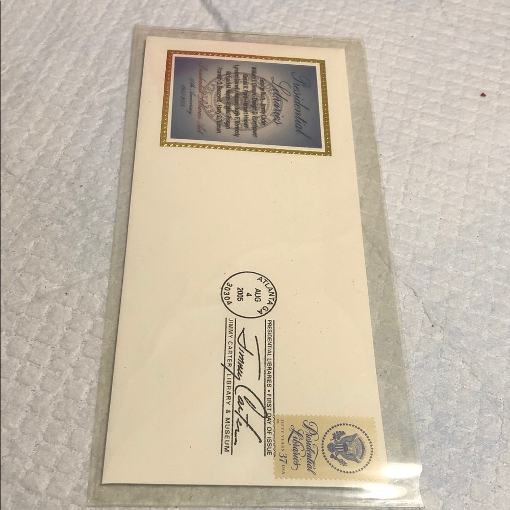 Vintage Commemorative First Day Cover Envelope with Gold Trim